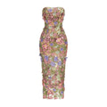 New Sexy Strapless Back Lace Up Dress for Women, Slim Fit and Simple Floral Embroidery Fabric Party Dress Long