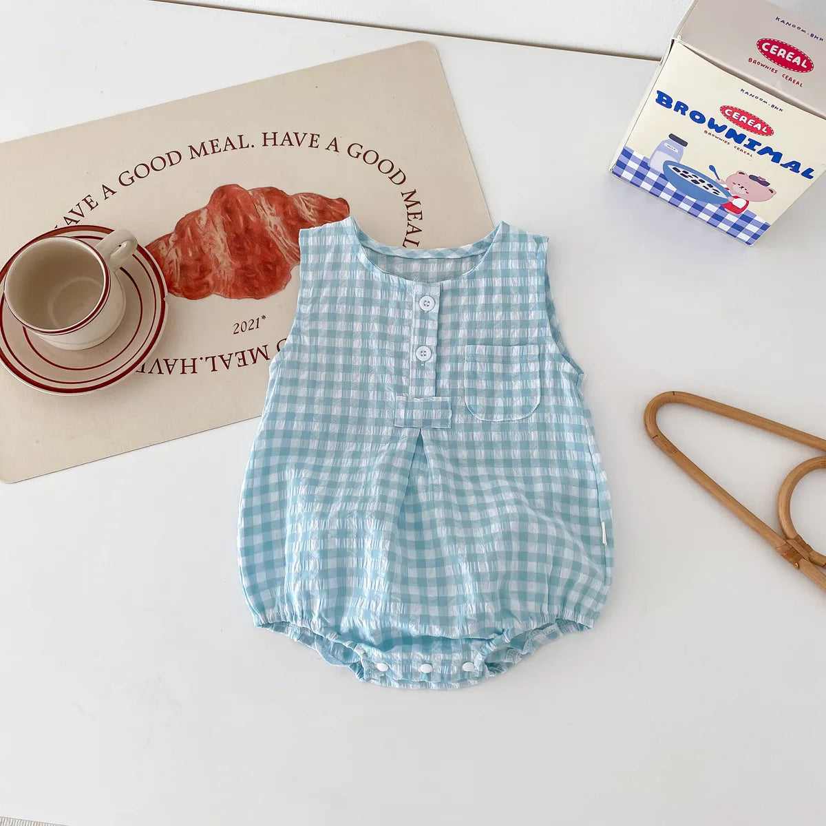 2024 Summer New in Kids Baby Girls Boys Cute Clothing Infant Toddler Plaid Sleeveless Cotton Jumpsuits Newborn Bodysuits 0-24M