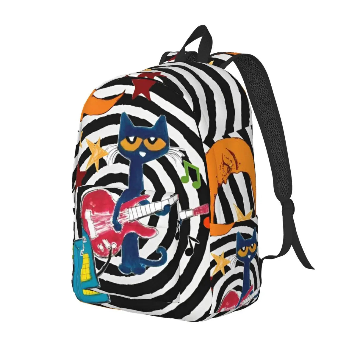 Pete The Cat I Love My White Shoes Backpack High School Business Cartoon Cats Daypack for Men Women Laptop Shoulder Bag