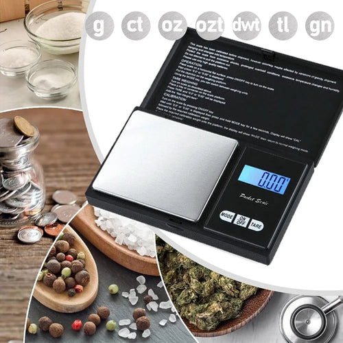 0.01g Jewelry Mini Stainless Steel Electronic Scale Digital Pocket Scale Gold Gram Balance Weight Scale Portable Pocket Scale