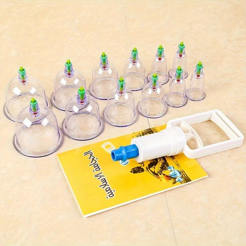 Professional Grade 12-piece Plastic Vacuum Cupper | Portable Household Care Set | Multi-size Massage Suction Cup Set with Storag