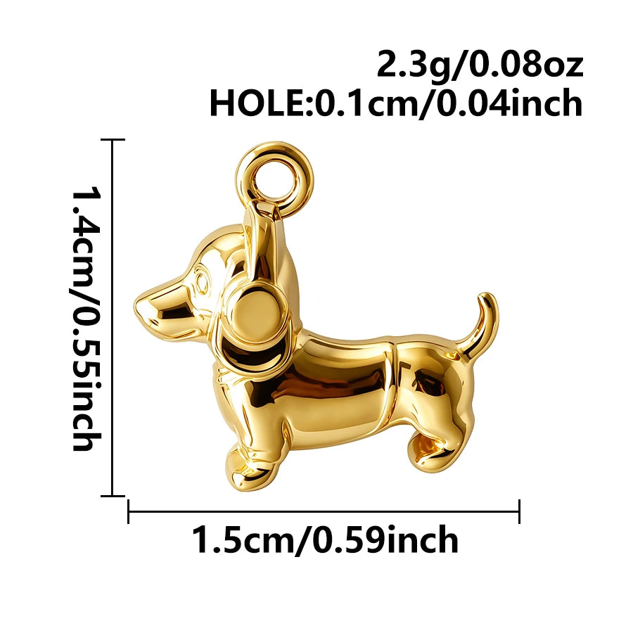 5pcs Lovely Animal Series Pendant Dog Bird Gold Plated 3D Stainless Steel Charms For DIY Jewelry Accessory in Furnace Waterproof