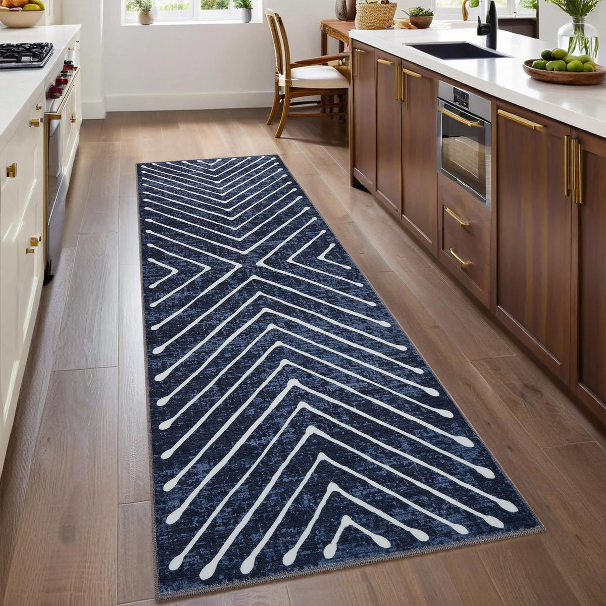 Washable Area Rug – Modern Geometric & Striped Low Pile Soft Carpet, Non-Slip & Mark Resistant for Living Room, Bedroom, Hallway, Dining, Playroom – 2x6FT