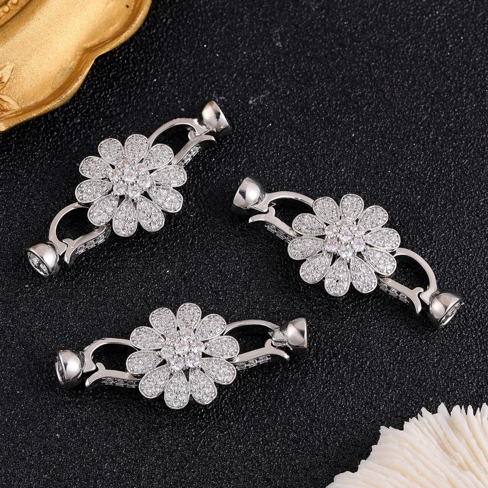 Juya 18K Gold Plated Decorative Fasteners Connector Locks Pearls Clasps Accessories For DIY Needlework Beads Jewelry Making