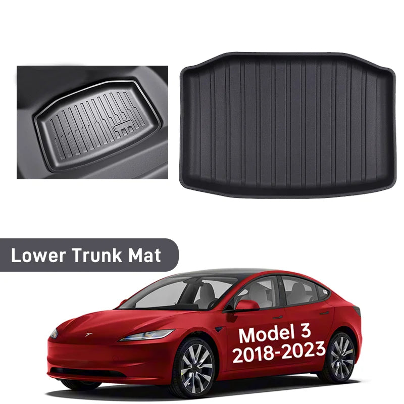 For Tesla Model 3/ Y TPE Trunk Mat Juniper Highland 2020 2021 2022 2023 2024 2025 Custom Cargo Mat Liner Seat Back Protector
