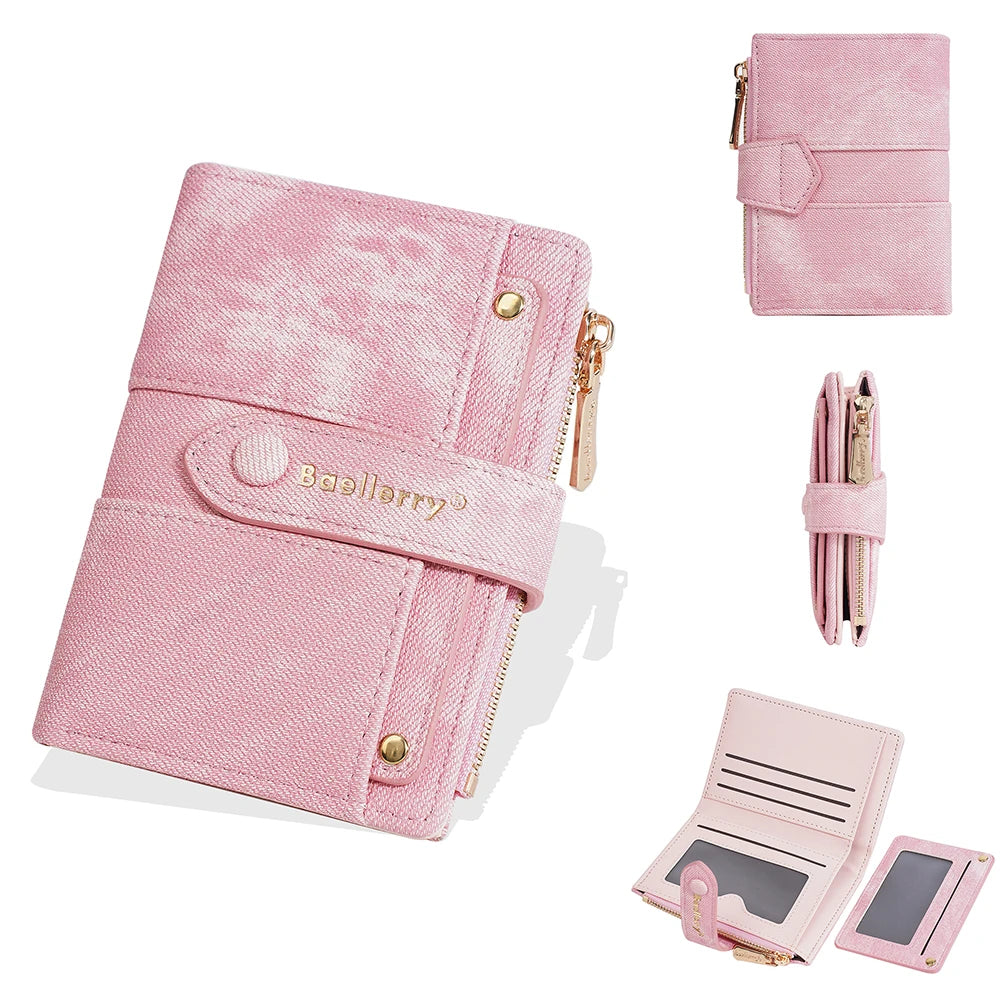 Baellerry New Fashion Women Short Wallets Zipper Coin Bags Top Quality Female Purse Coin Pocket Women's Detachable Card Clip