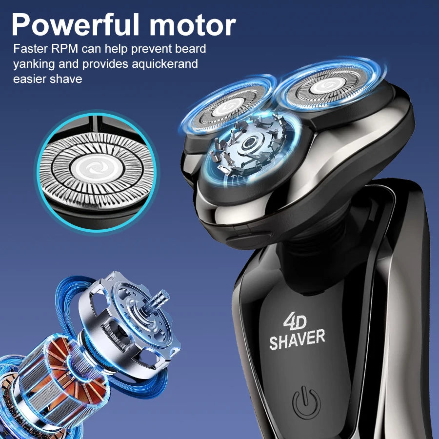 Men's three-blade electric shaver, USB charging, can choose to add , nose hair device,and  sideburns knife