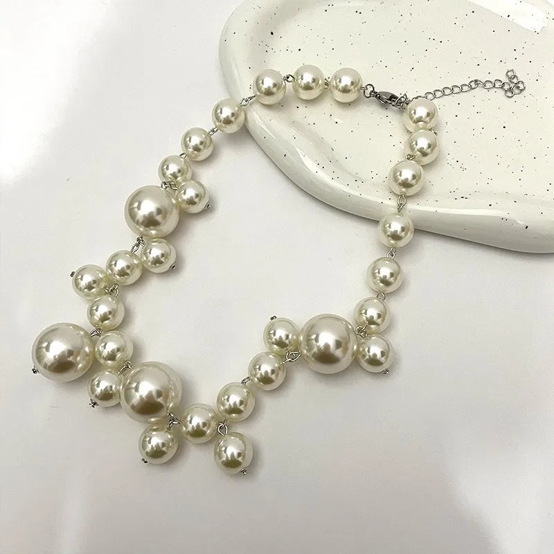 Elegant Imitation Pearl Women's Necklace Big Pearls Beads Choker Necklaces Party Wedding Bride Necklace Jewelry Girls Gifts
