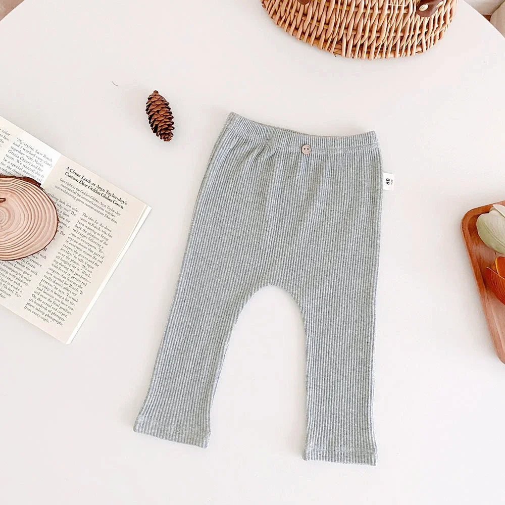 Baby Simple Solid Leggings Girls All-match Striped Skinny Pants Kids Cotton Elasticity Slim Pants Newborn Boy Stretch Trousers