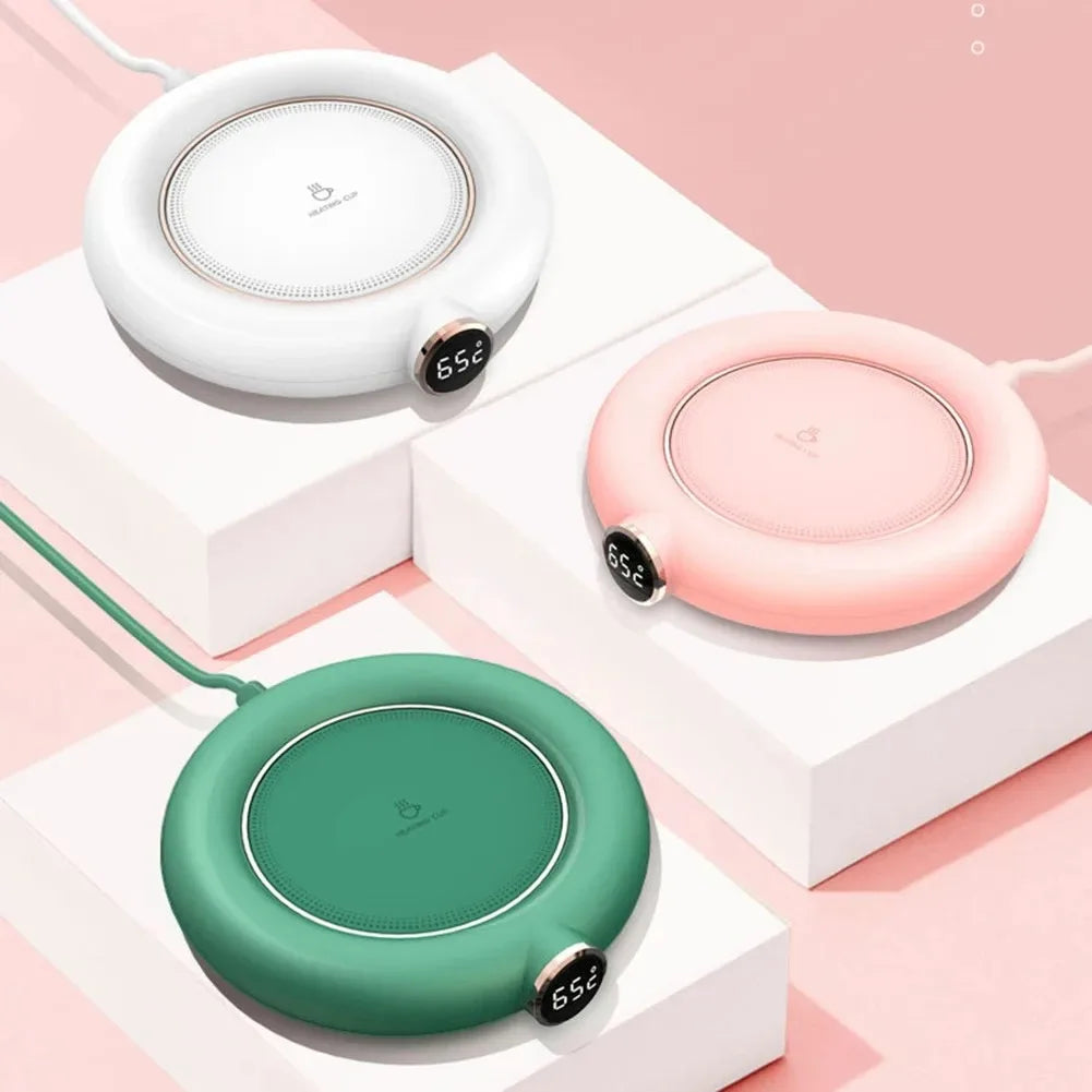USB DC5V Cup Warmer Heating Pad Coaster Constant Temperature 3 Gear Digital Display Adjustable Timing Heater for Coffee Milk Tea