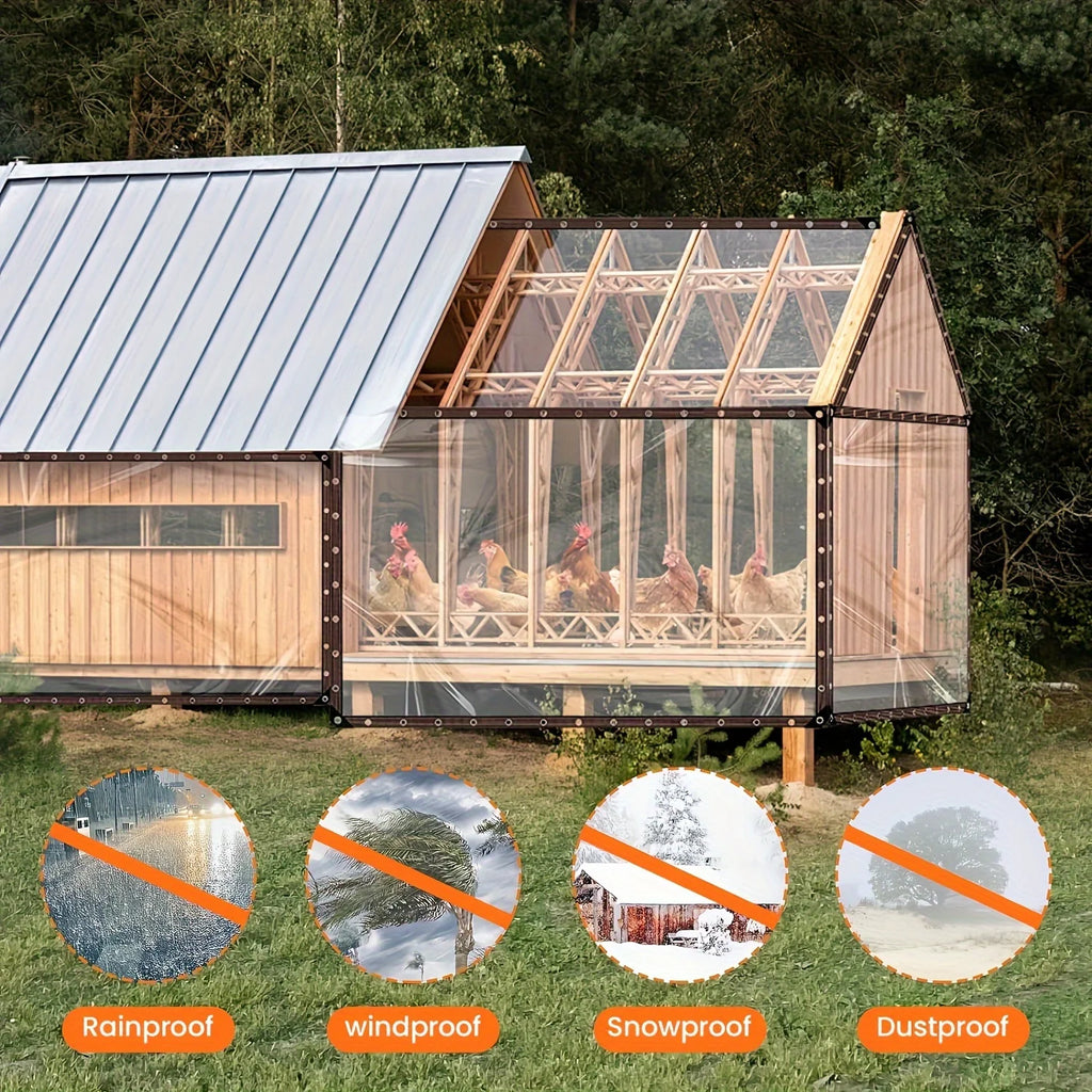 Transparent Waterproof Cloth with Gasket - Perfect for Gardens, Courtyards, Chicken Coops, Porch Awnings, and Camping