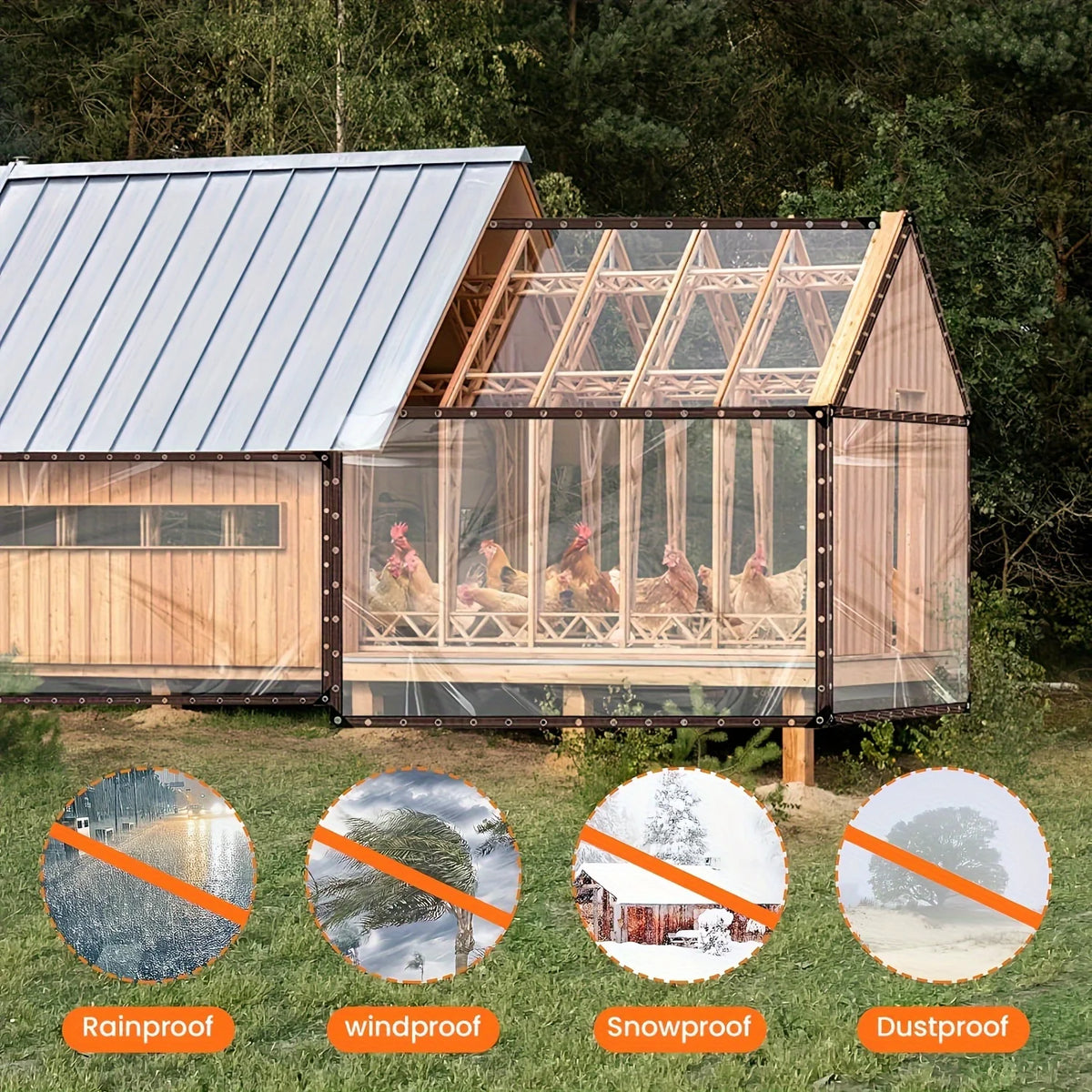 Transparent Waterproof Cloth with Gasket - Perfect for Gardens, Courtyards, Chicken Coops, Porch Awnings, and Camping