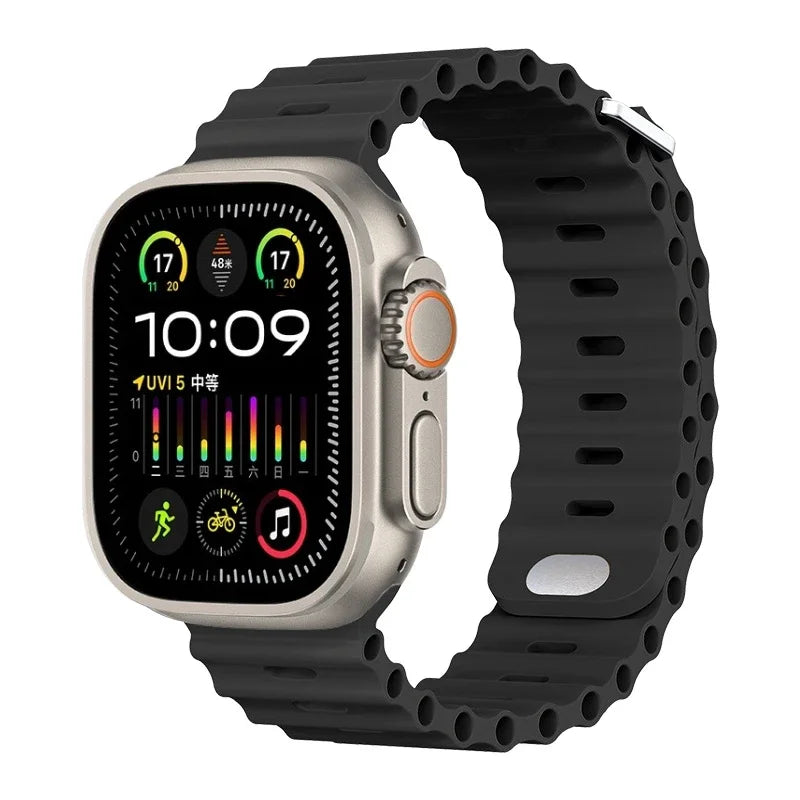 Ocean Silicone Strap For Apple Watch UItra 3 1 2 49mm 10 9 8 7 11 46mm 42mm 45mm 41mm Bracelet Wristband iWatch 6 5 4 SE3 44mm