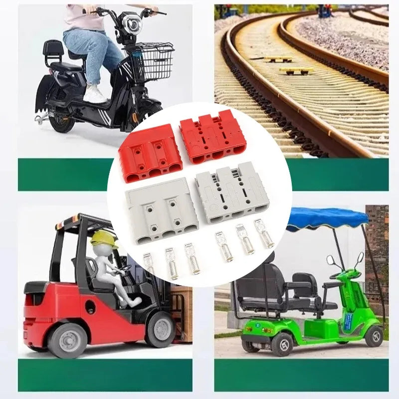 For Connector Plugs 50A Cable Kit Suitable for Anderson Plugs 50A Forklift Battery Charging 3-Pole Plug Battery Connection Cable