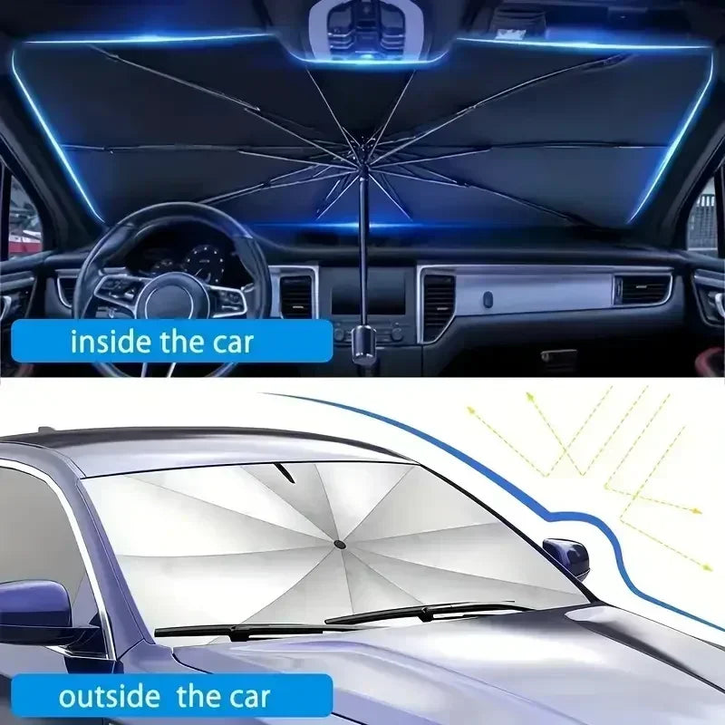 Car Sunshade Umbrella Front Windshield Silver Glue Sunshade Umbrella Uv Resistant Folding Umbrella Sunscreen Accessories Amagi