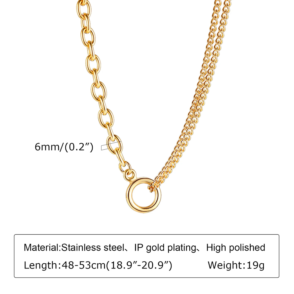 Chunky Gold Plated Link Necklace For Women, Stainless Steel Oval Thick Chain Choker Minimalist Jewelry Trendy Party Jewelry Gift