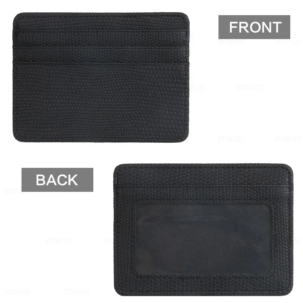 Mini Travel PU Leather Card Holder Wallet Lizard Pattern ID Window Case for Men Women Compact Wallet Organizer