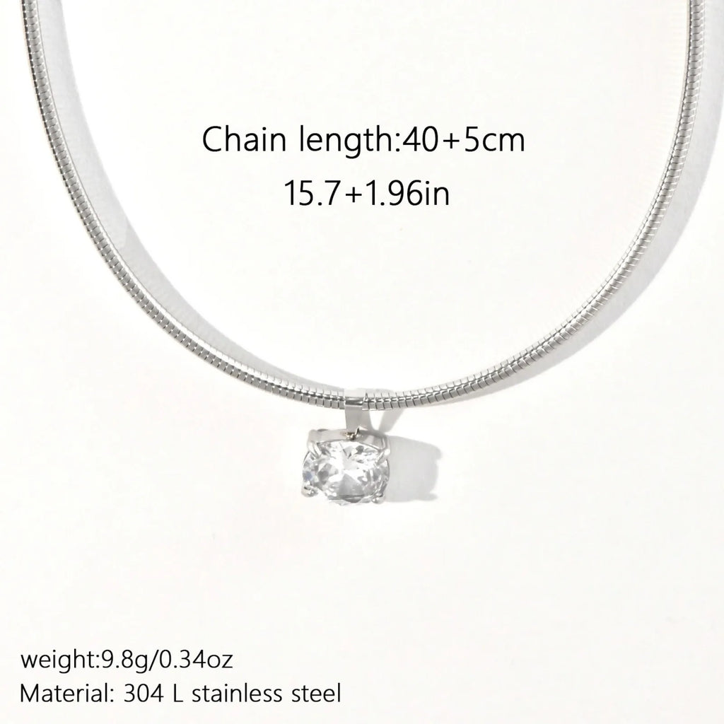 1pc New Fashion Stainless Steel Necklace Multicolor Snake Chains Square Clear Rhinestone Choker Necklace For Women Party Jewelry