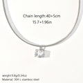 1pc New Fashion Stainless Steel Necklace Multicolor Snake Chains Square Clear Rhinestone Choker Necklace For Women Party Jewelry