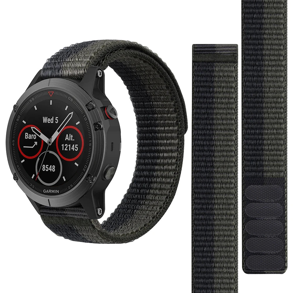 26mm 22mm Hook Loop Nylon Strap Watchband For Garmin Fenix 6X 6 Pro 5X 5 7X 7 Epix 2 Forerunner 965 955 945 935 Watch Bracelet