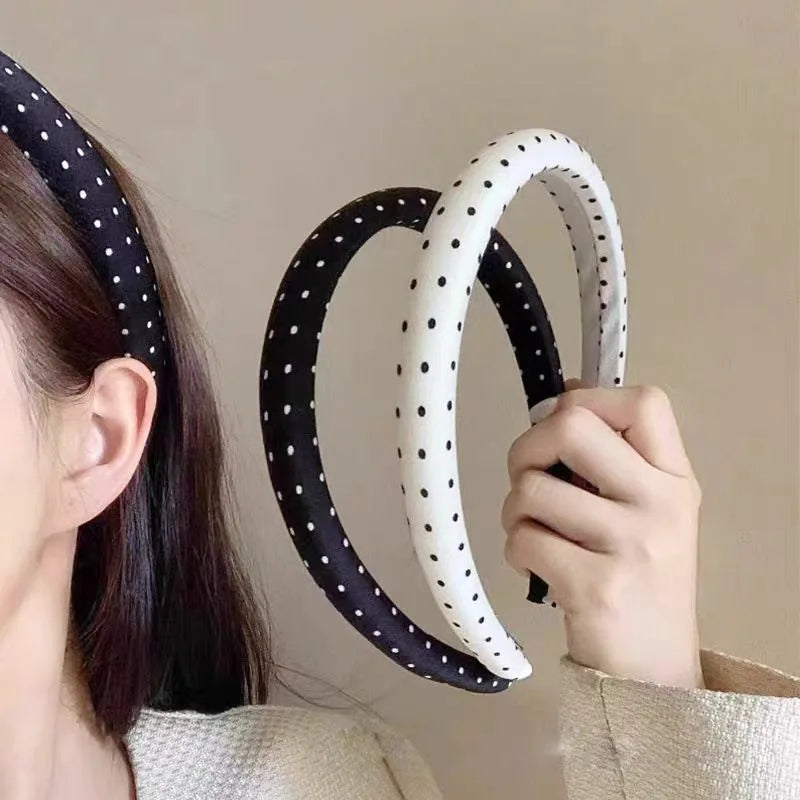 1/4pcs Simple Black White Polka Dot Wide Side Headband for Women Elegant Daily Wear Hair Band Fashion Girls Wash Face Hair Hoop