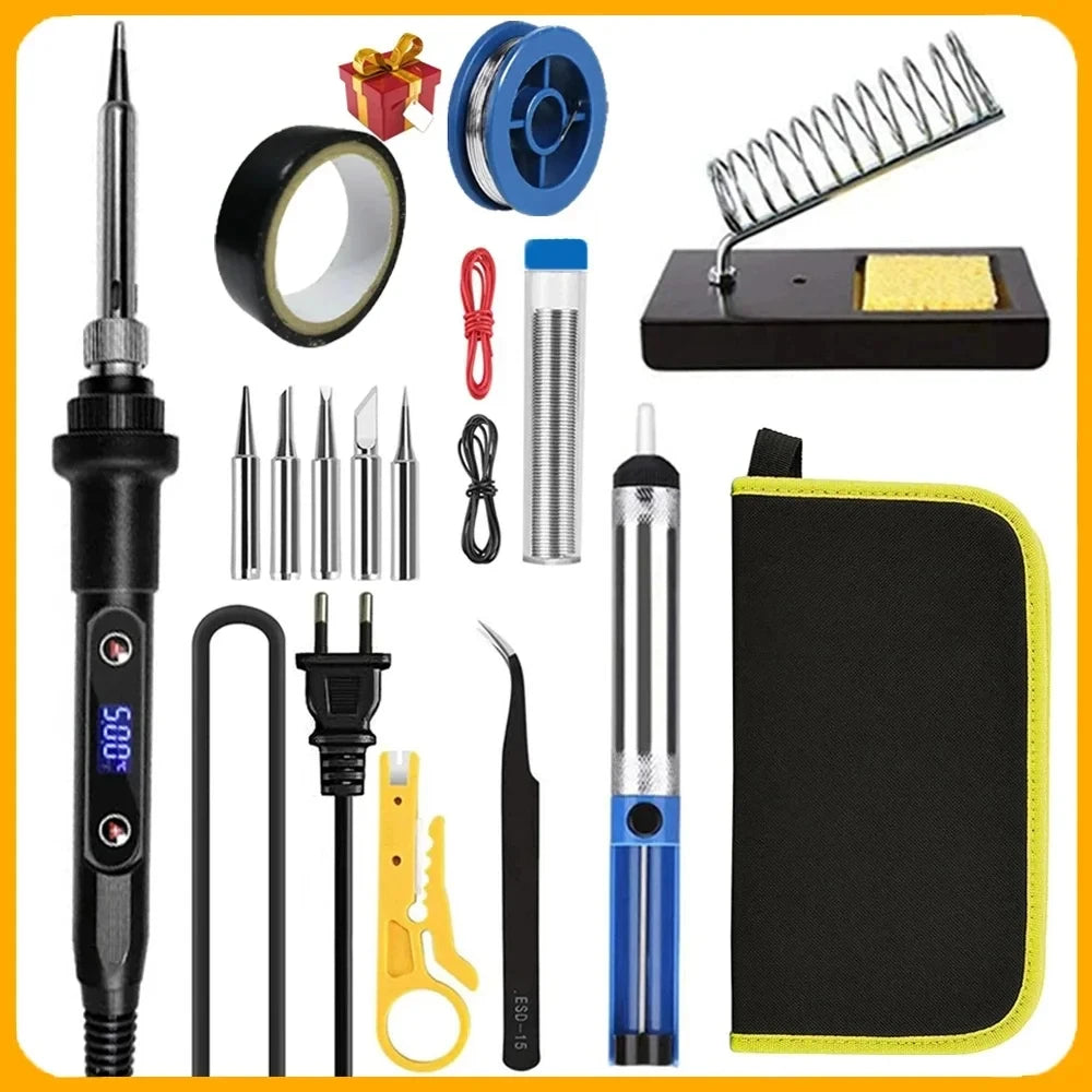 New Electric Soldering Iron 60W Adjustable Temperature Replaceable Soldering Iron Head Soldering Iron Pen Welding Kit