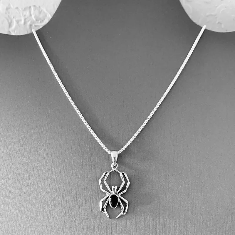 New 925 Sterling Silver Spider Necklace Personality Charm Simple Animal Pendant Collar Birthday Gift Women's Exquisite Jewelry