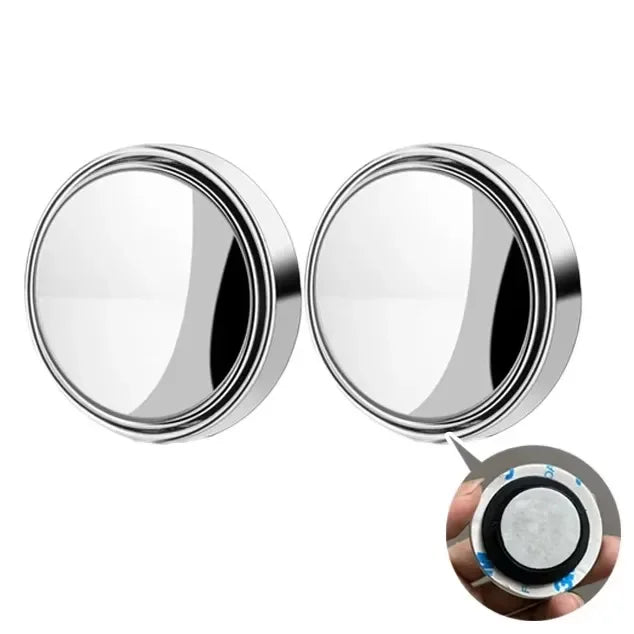 2pcs Convex Mounted Auxiliary Rear-View Mirror 360 Degree Rotation Wide-Angle Round Frame Blind Spot Accessory
