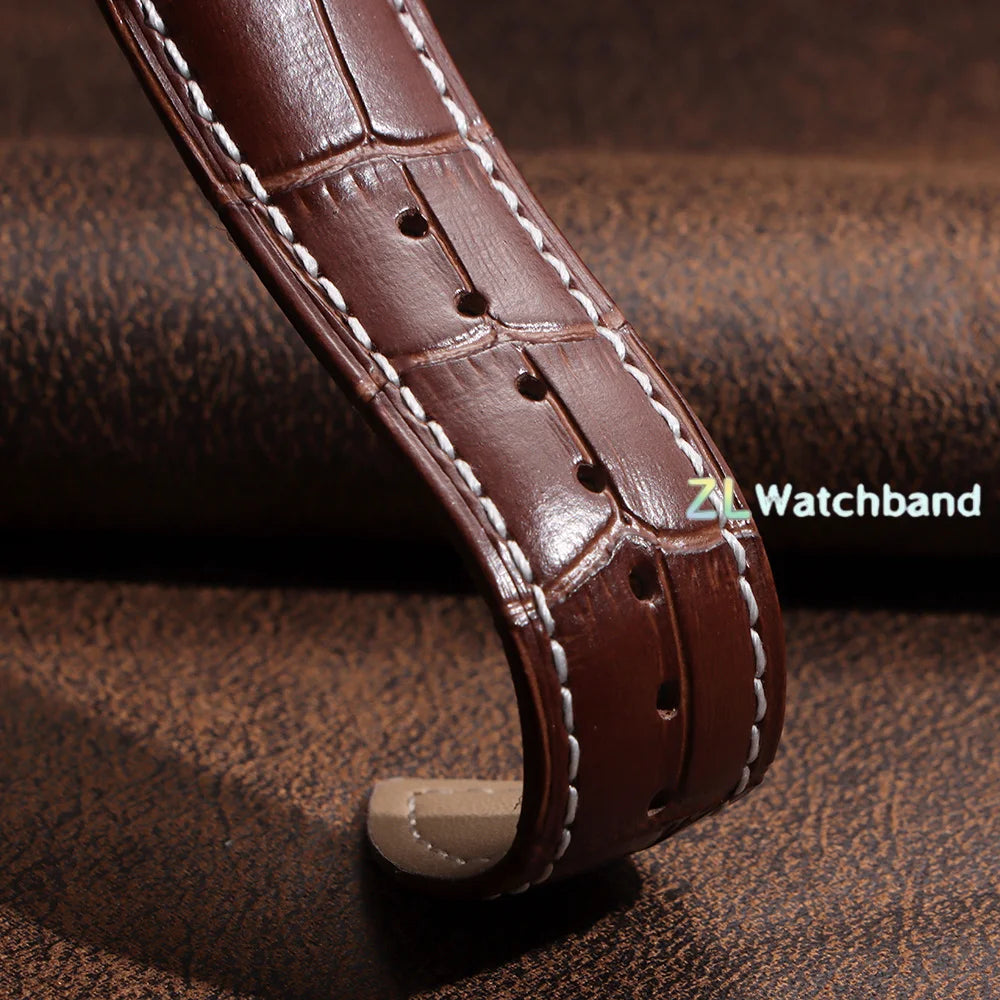 18mm 20mm 22mm Watch Band with Wooden Box Butterfly Clasp Watchband Replacement Genuine Leather Strap Bracelet Watch Accessories