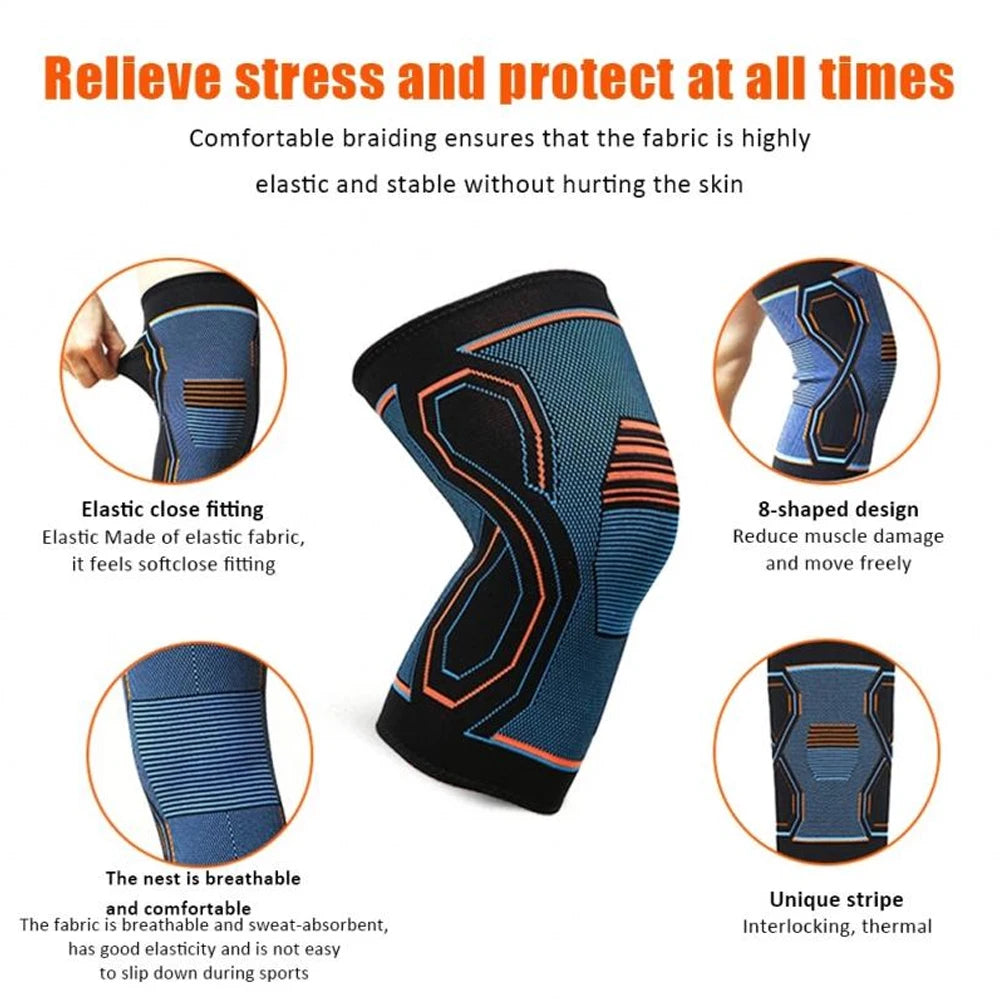 1PC Knitted Knee Guard,Anti-Slip Compression Knee Brace Support For Men Women,Collision Avoidance Compression Knee Pads Football