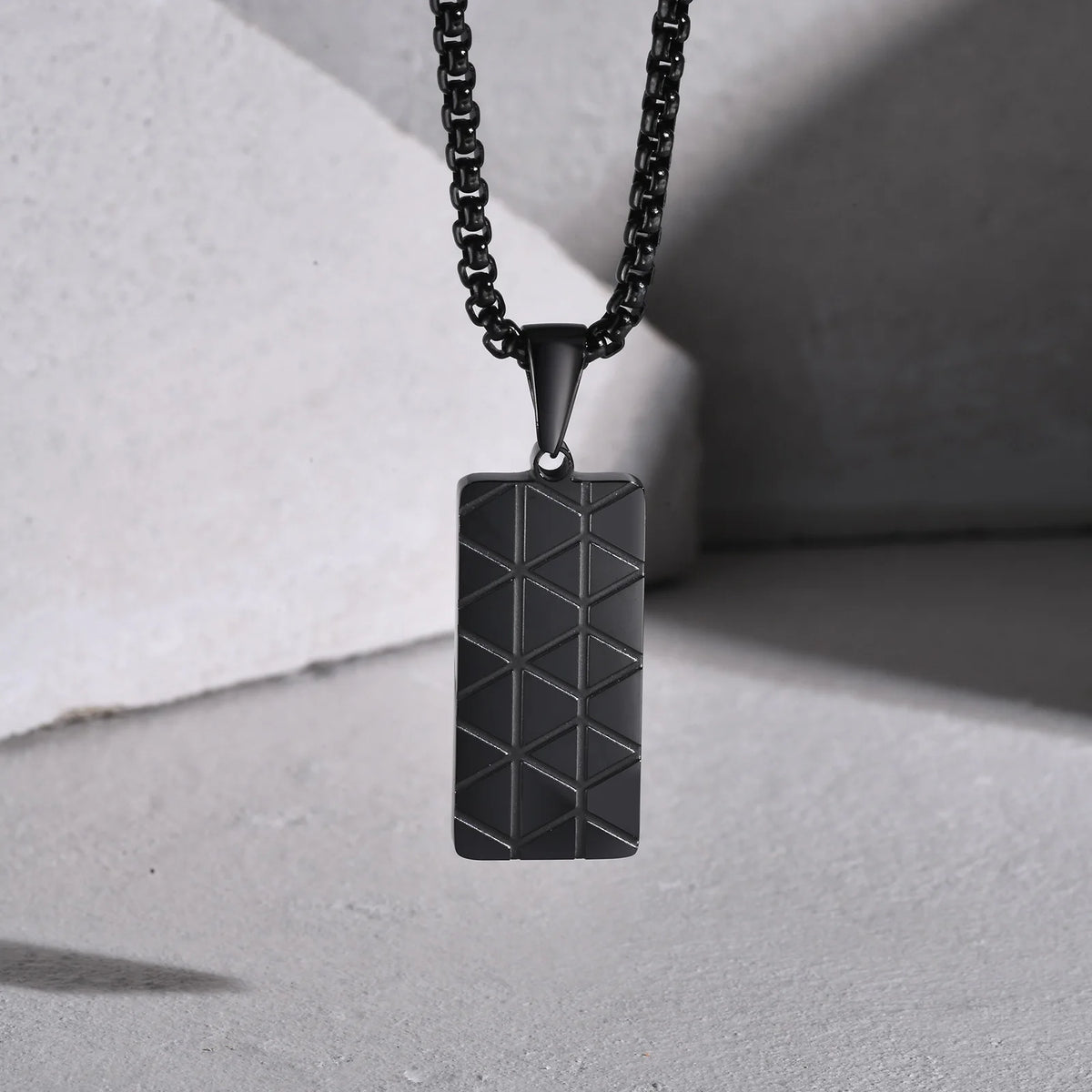 Vnox Small Dogtags Pendant Necklaces for Men, Black Silver Color Stainless Steel Military Dog Tag with Box Chain Gift to Him