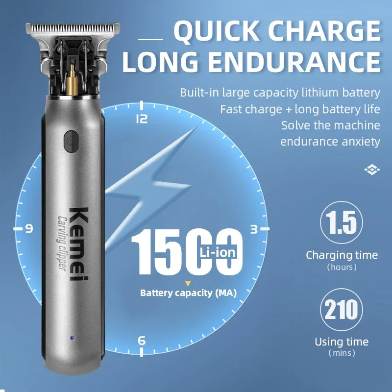 KEMEI Professional Electric Hair Trimmer for Men, Cordless Beard and Hair Clipper, Hair Cutter Machine, Rechargeable Set,Km-1757