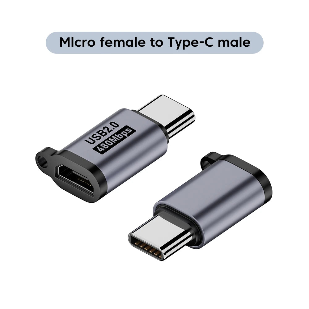 Micro USB To Type C Adapter Mini USB To USB C 480Mbps Fast Data Charging Connector USBC To Lightning Adapter For iphone Android