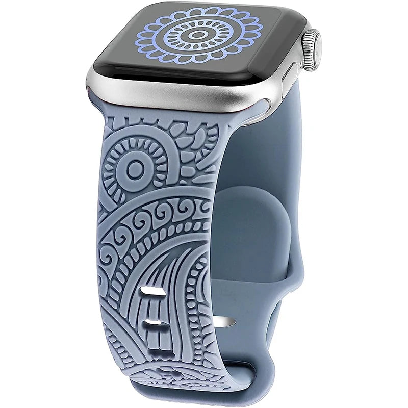 Engraved Band for Apple Watch 44MM 49mm 40mm 41 45mm 38/42mm Leopard Silicone Sport Strap for IWatch Series Ultra 8 7 6 SE 5 4 3