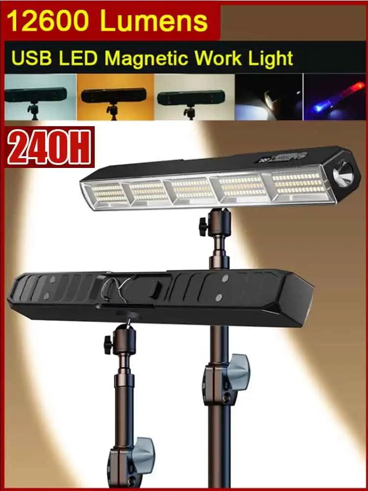 【High Power Magnetic LED Light Bar】2026 New Portable USB Rechargeable Work Light 3 Modes IP66 Waterproof Emergency Power Bank