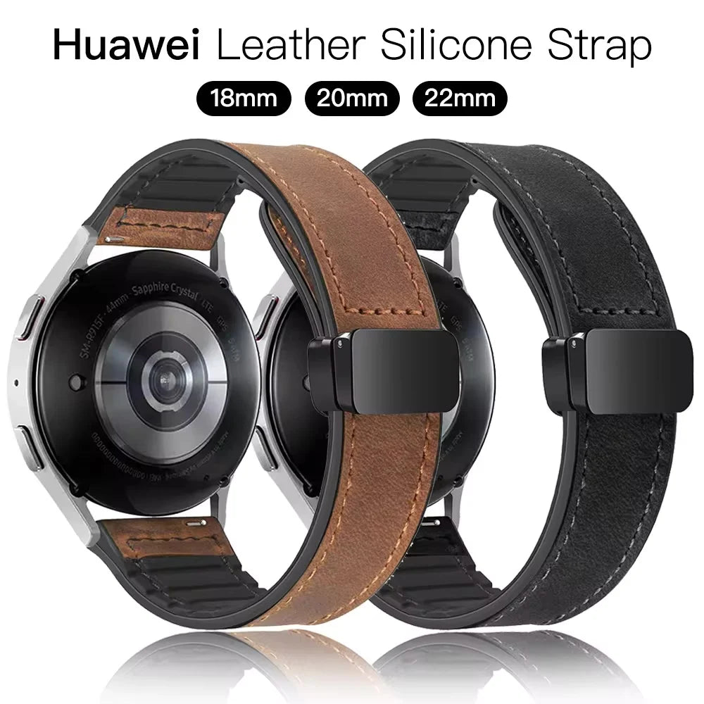 Leather Silicone Strap for Huawei Watch GT 6 5 4 46mm 41mm Band Wristband Bracelet for Huawei GT6 GT5 GT4 GT3 Pro GT2 22mm Strap