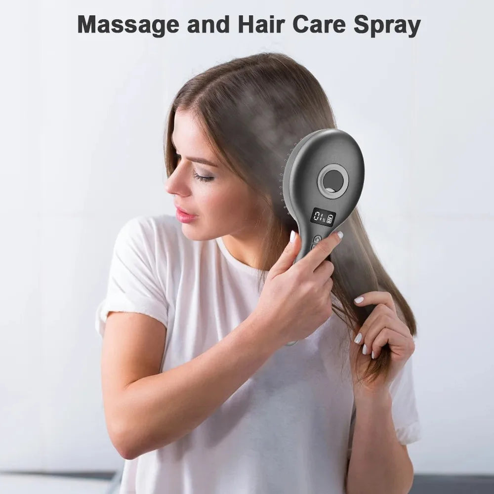 High Frequency Vibration 2-in-1 Styling Brush Hair Follicle Massage Smooth Electric Massage Spray Comb 650nm Red Light