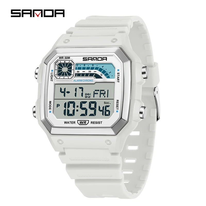 SANDA Outdoor Sport Electronic Watch Men Multifunction Watches Alarm Clock Chrono Waterproof LED Digital Double Time Watch
