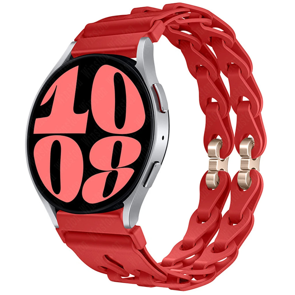 22mm 20mm Chain Strap for Samsung Galaxy Watch 7 6 5 4 6Classic Silicone Band for Huawei GT4 3Pro for Amazfit GTR 4/GTS Bracelet