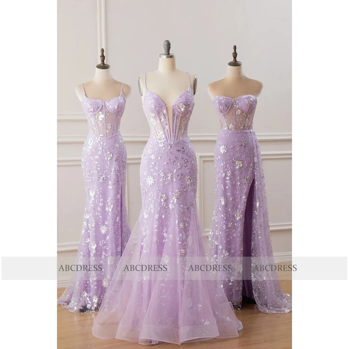 Customized Sparkly Floral Sequin Applique Long Prom Dress Mermaid Maix Evening Gown Elegant Sheer Corset Criss Cross with Slit