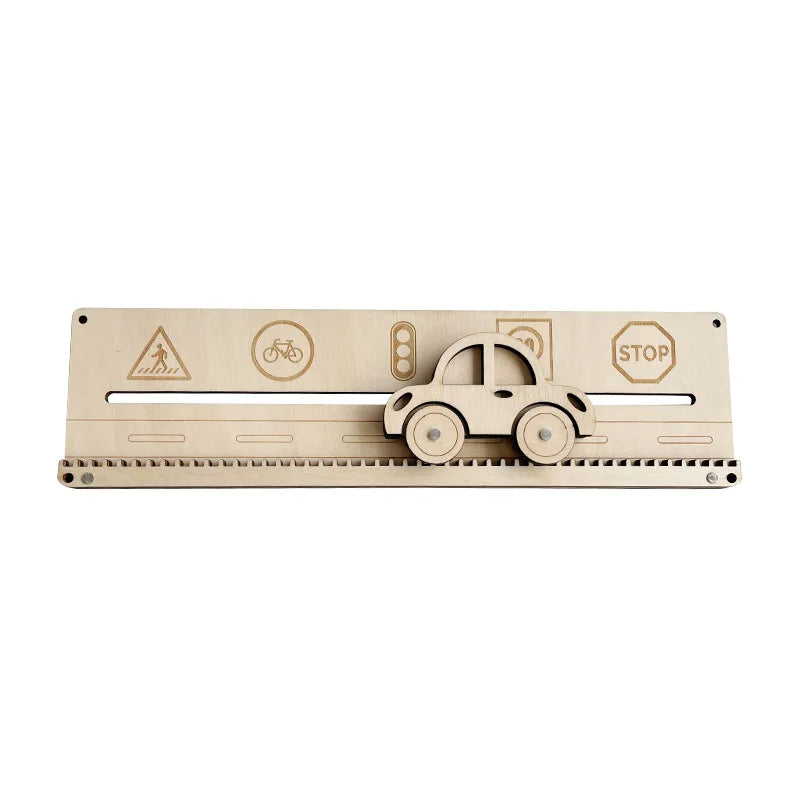 DIY Montessori Busy Board Wooden Accessories Hand Pulled Wheel Gear Drum Car Board Castle Early Educational Toy For Childre Gift