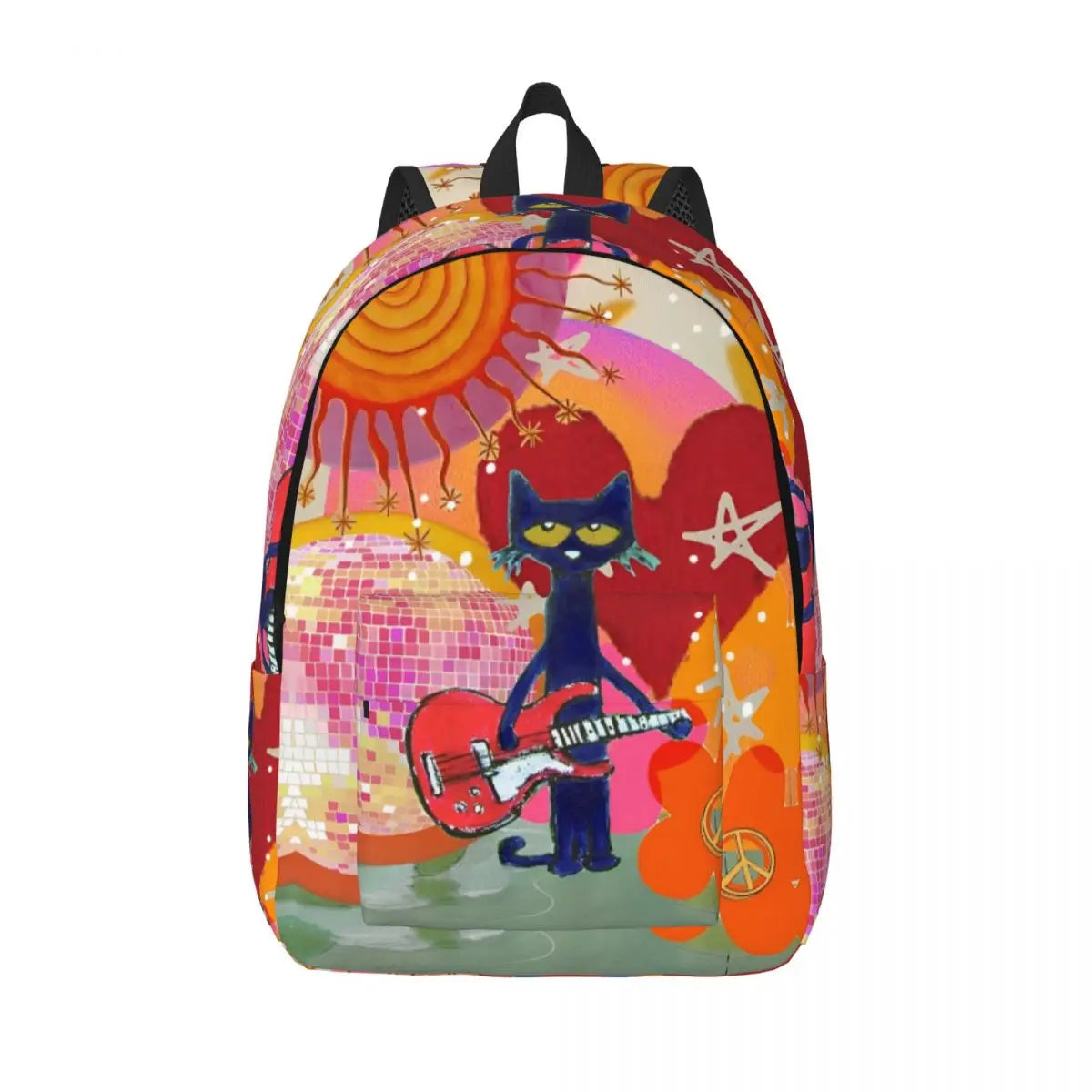 Pete The Cat I Love My White Shoes Backpack High School Business Cartoon Cats Daypack for Men Women Laptop Shoulder Bag