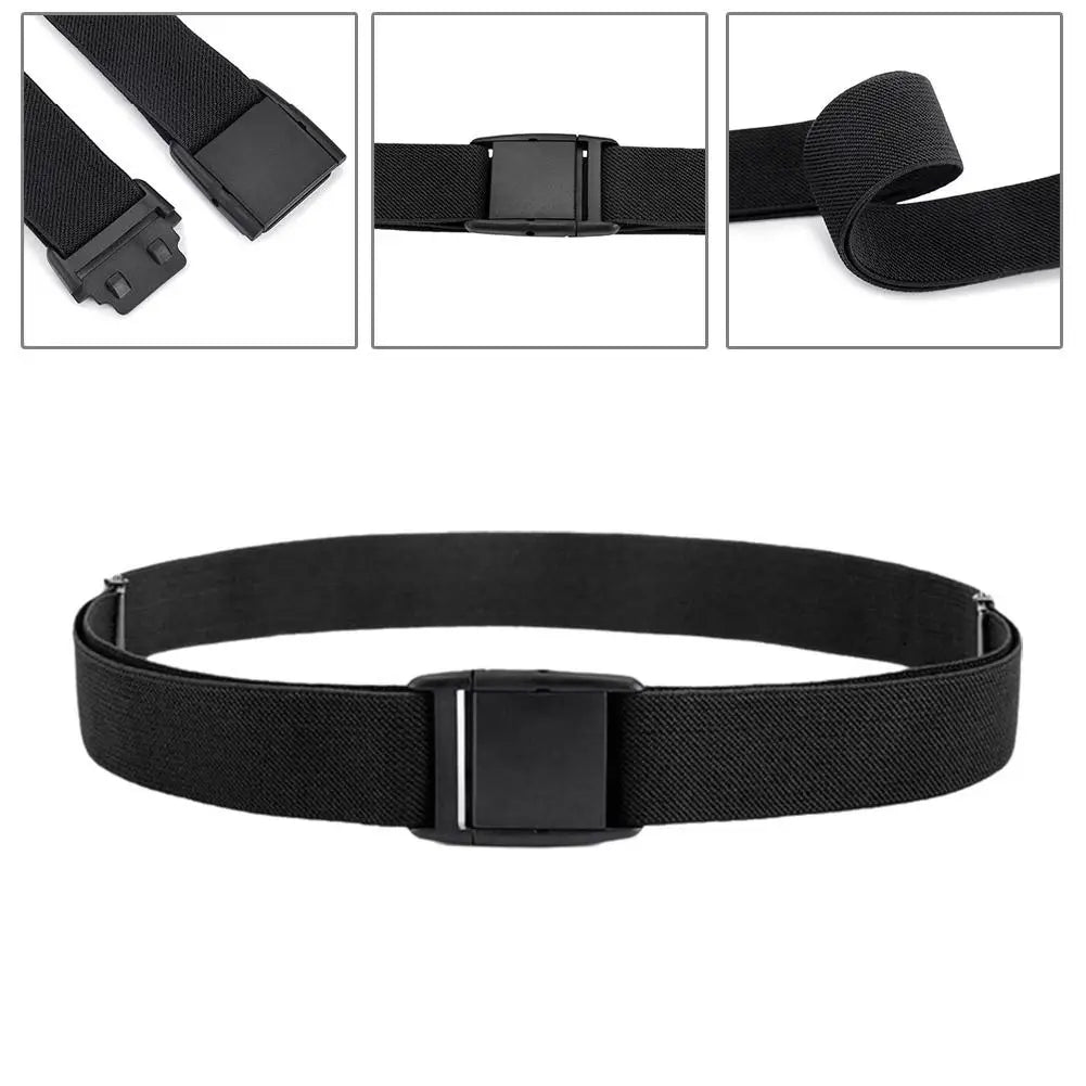 Unisex Stretch Belt Invisible Elastic Waistband No Show Flat Buckle for Jeans Pants Dresses Men Women Adjustable Comfort Belt