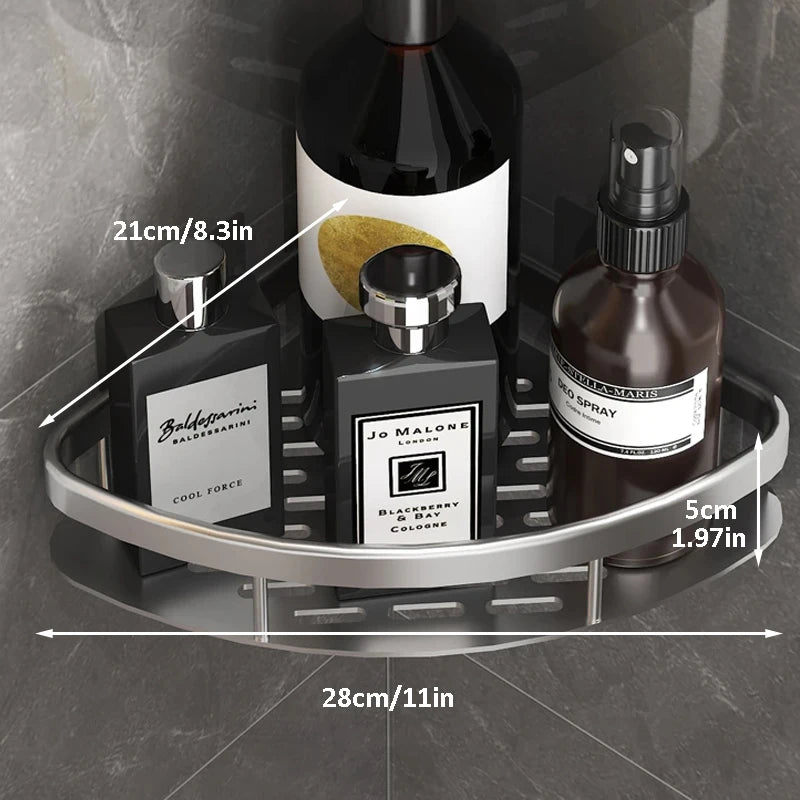 Wall Mount Corner Shelf Shower Holder No Drill Bathroom Storage Rack Organizer for WC Shampoo - Bathroom Accessories