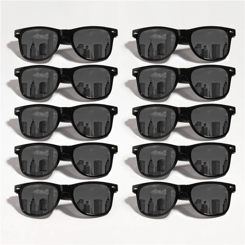 12PCS Classic Black Square Fashion Glasses with Bolt Decoration For Party Photography Wedding Birthday Graduation Hiking