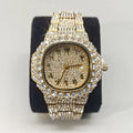 Luxury Brand Men Quartz Watch Fashion Square Hip Hop Diamond Out Sparkling Jewelry Waterproof Stainless Steel Wristwatch Man New