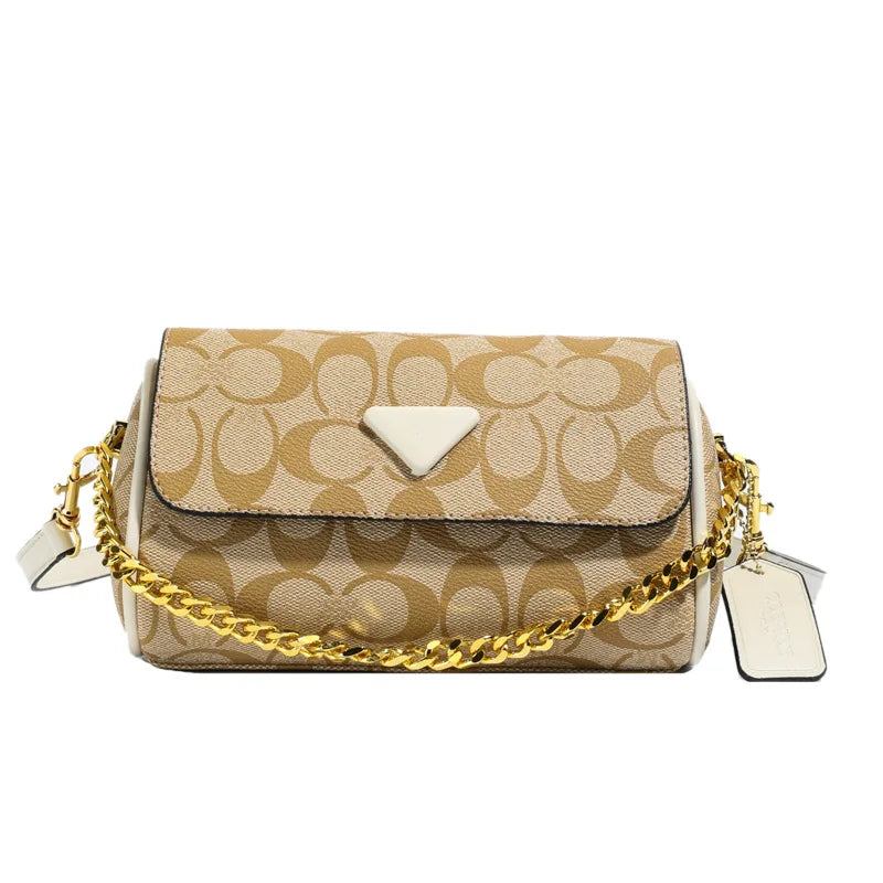 Vintage Printed Women Underarm Bag Fashion Chain Shoulder Purse Casual Crossbody Handbag Versatile Daily Commuter Ladies Bag