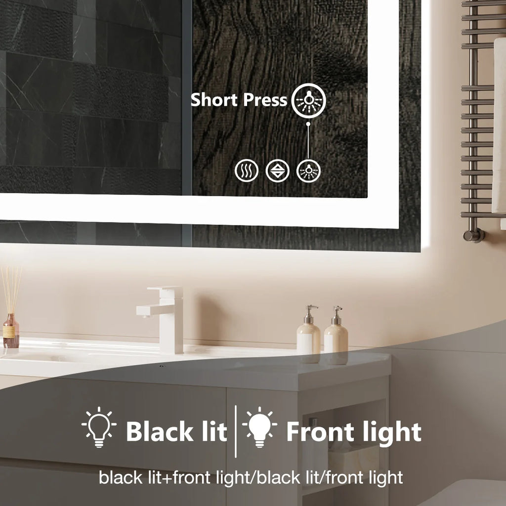 JHK 36"x 24"LED Bathroom Vanity Mirror for Wall Memory Function Tempered Glass with Front Light and Backlit For Living Room