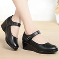 Women Fashion Black Pu Leather Office Square Heel Pumps Lady Casual Sweet Light Weight Comfort Spring Summer Heel Shoes H1173