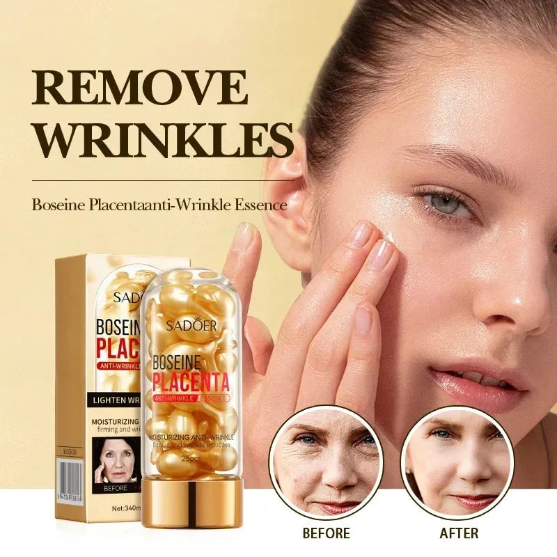 25 Placenta Capsule Serum Lightening Spots Acne Serum Firming and Brightening Skin Care Cosmetics Facial Serum